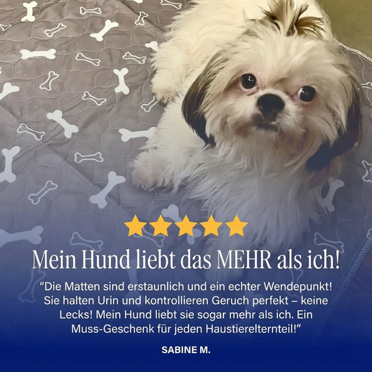 Shih Tzu auf Wuffaro Pipi-Matte Kundenrezension, 5 Sterne Bewertung von Sabine M